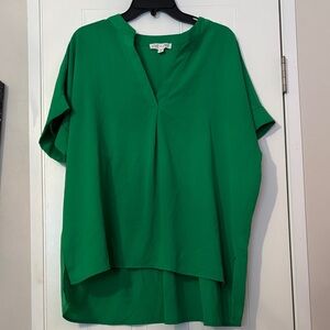 She + Sky Emerald Green V-Neck Short Sleeve Tunic